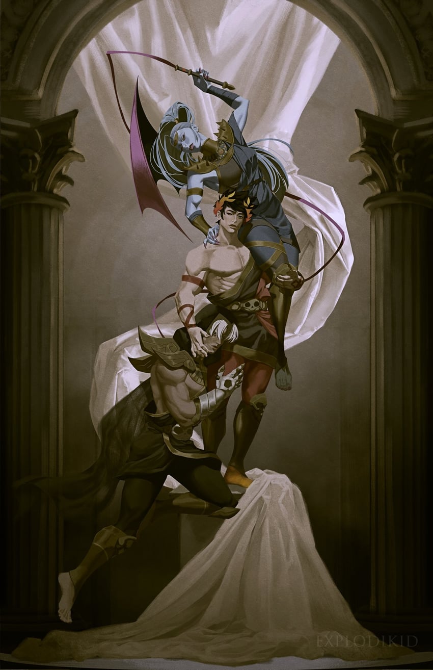 zagreus, thanatos, and megaera (hades and 1 more) drawn by explodikid