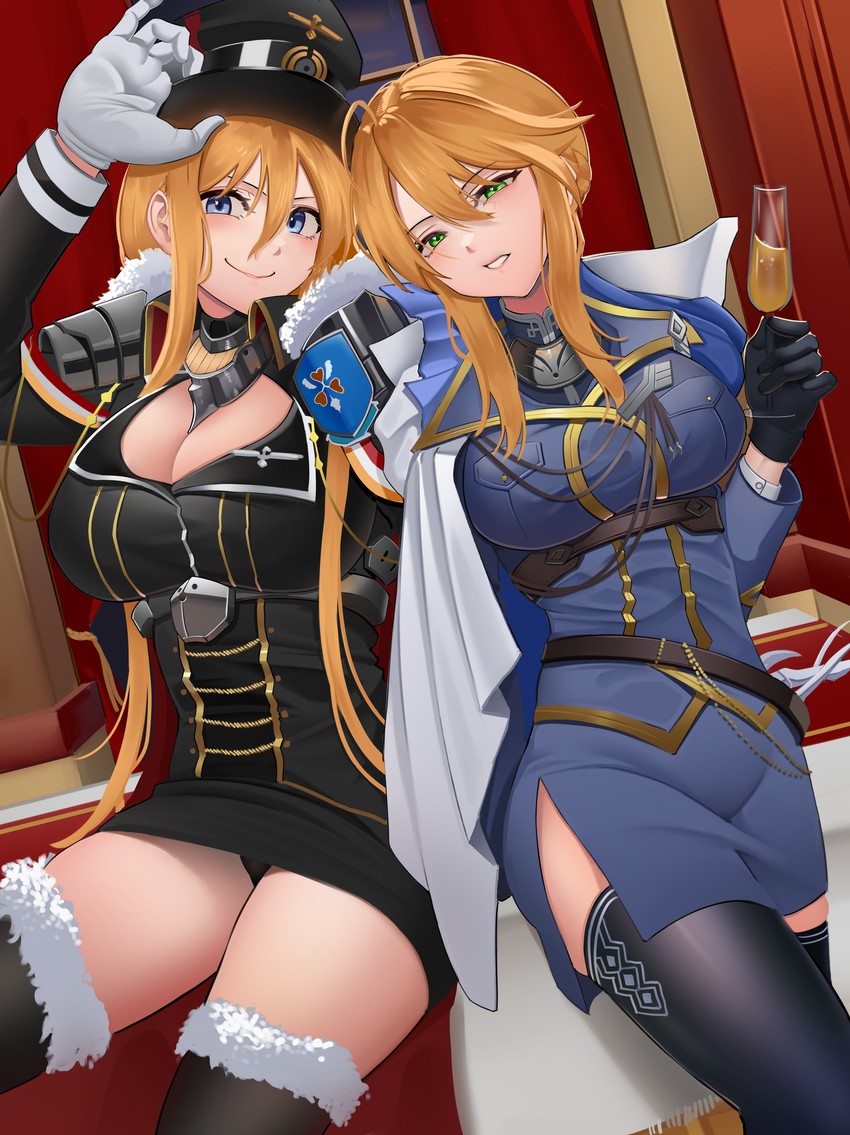 artoria pendragon and bismarck (fate and 2 more) drawn by harris_hero