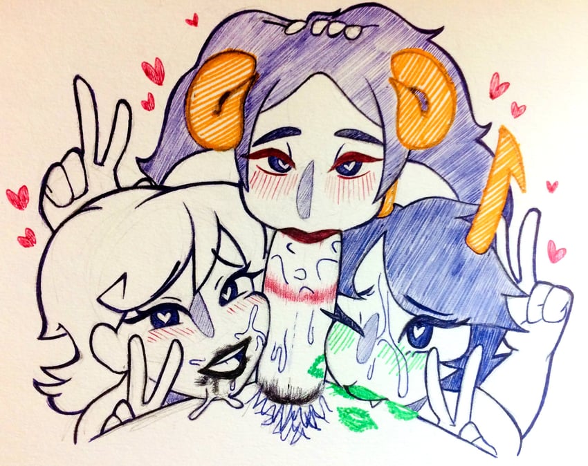 aradia megido, kanaya maryam, and roxy lalonde (homestuck) drawn by redskinnedmess