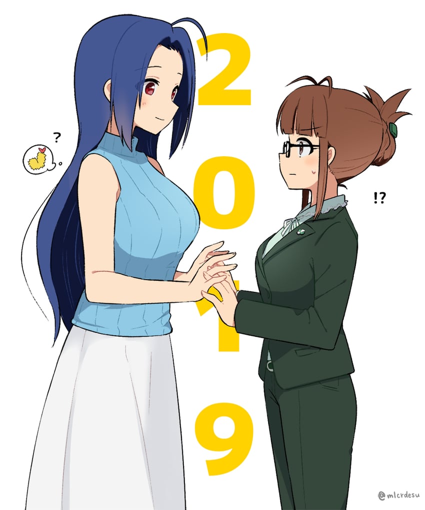 miura azusa and akizuki ritsuko (idolmaster and 2 more) drawn by merukyara