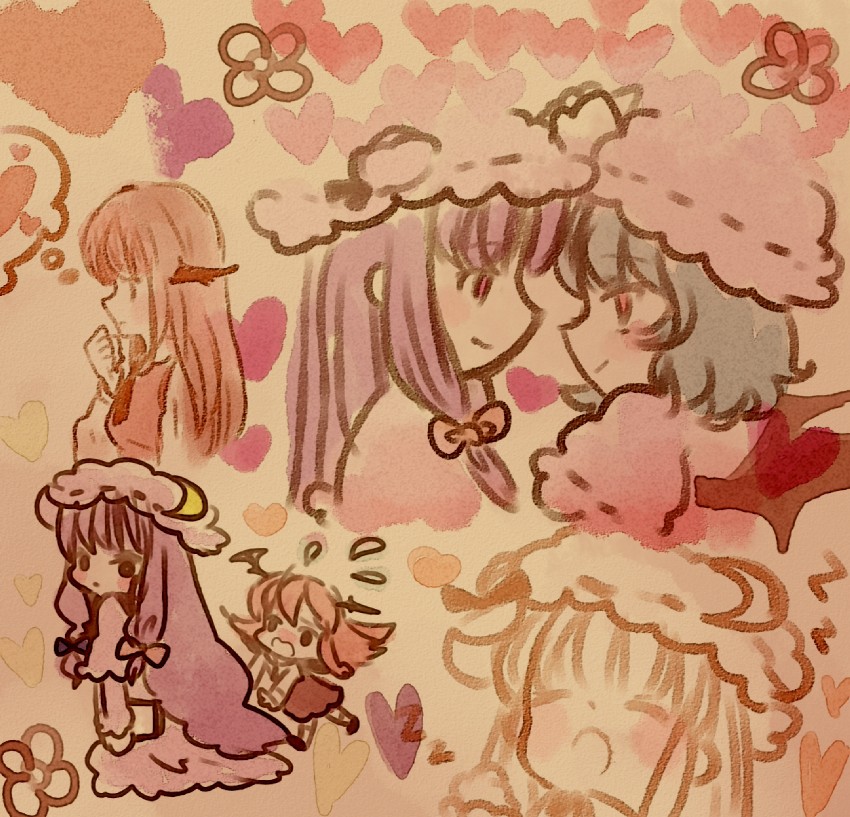 remilia scarlet, patchouli knowledge, and koakuma (touhou) drawn by tsugihagi