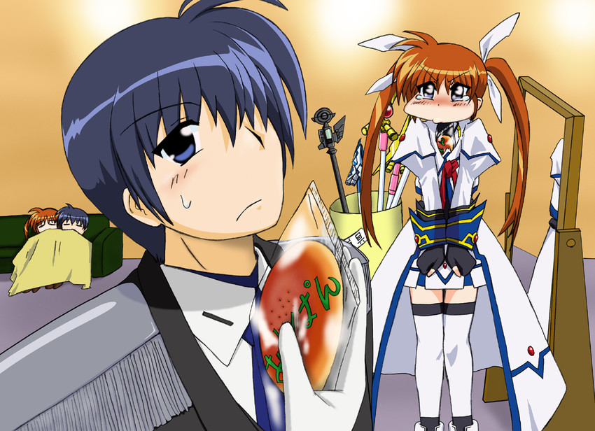 takamachi nanoha, raising heart, chrono harlaown, s2u, and durandal (lyrical nanoha and 1 more) drawn by ideaseed
