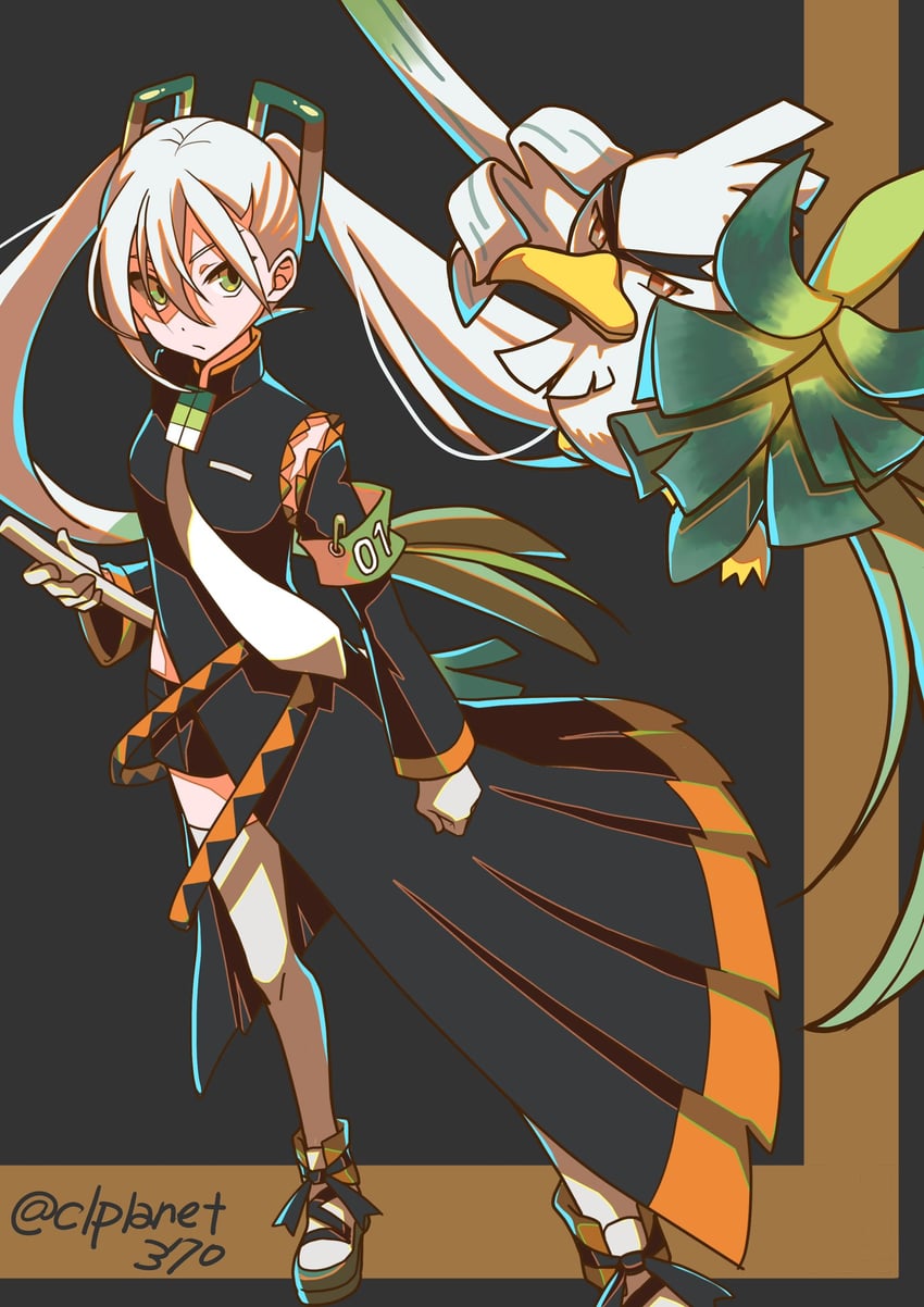 hatsune miku, sirfetch'd, and fighting miku (pokemon and 2 more) drawn by aira_(exp)