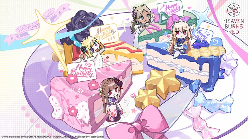 shirakawa yuina, minase ichigo, kiryuu miya, and vritika balakrishnan (heaven burns red and 1 more)