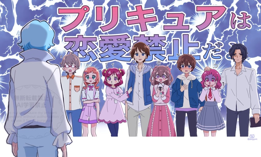 yumehara nozomi, nagomi yui, nono hana, inukai iroha, toyama satoru, and 5 more (precure and 6 more) drawn by chii_(chi_pppuri) and ers