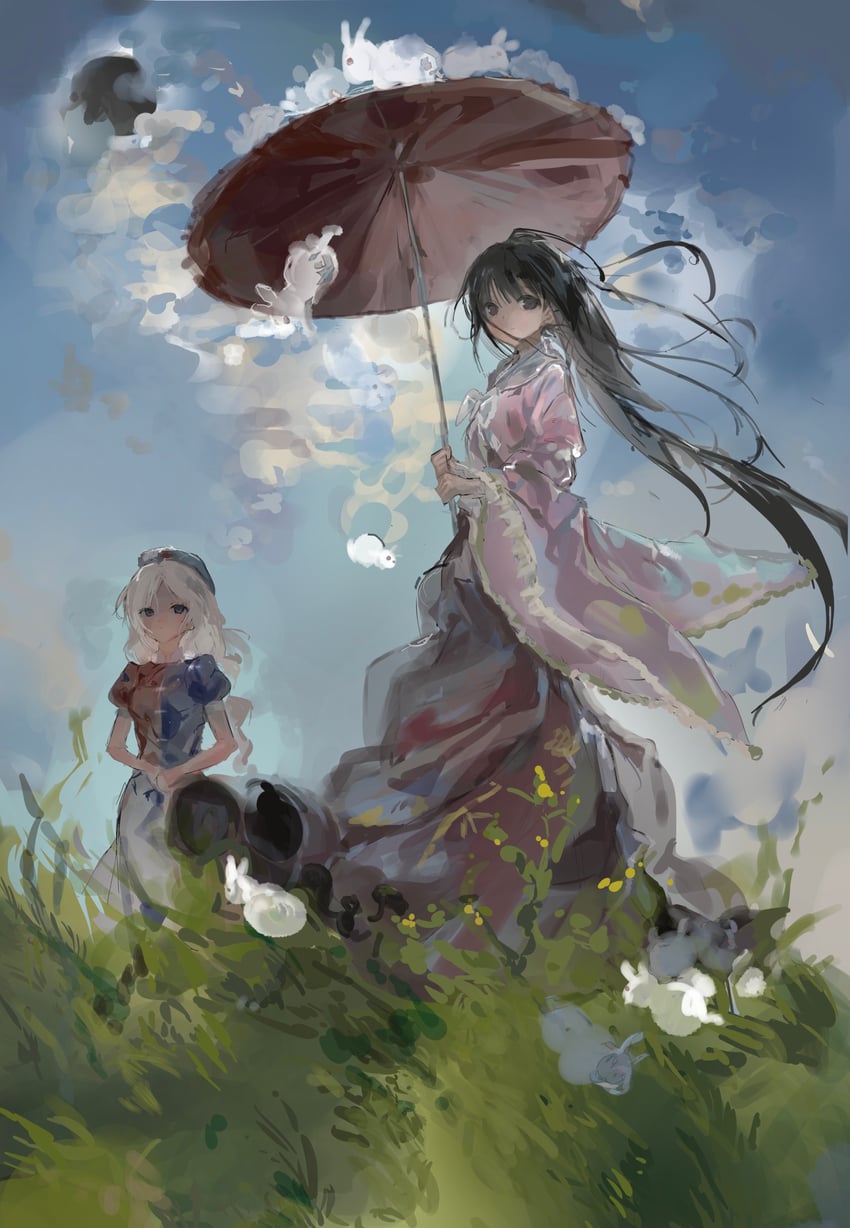 houraisan kaguya and yagokoro eirin (touhou and 1 more) drawn by sesmkun