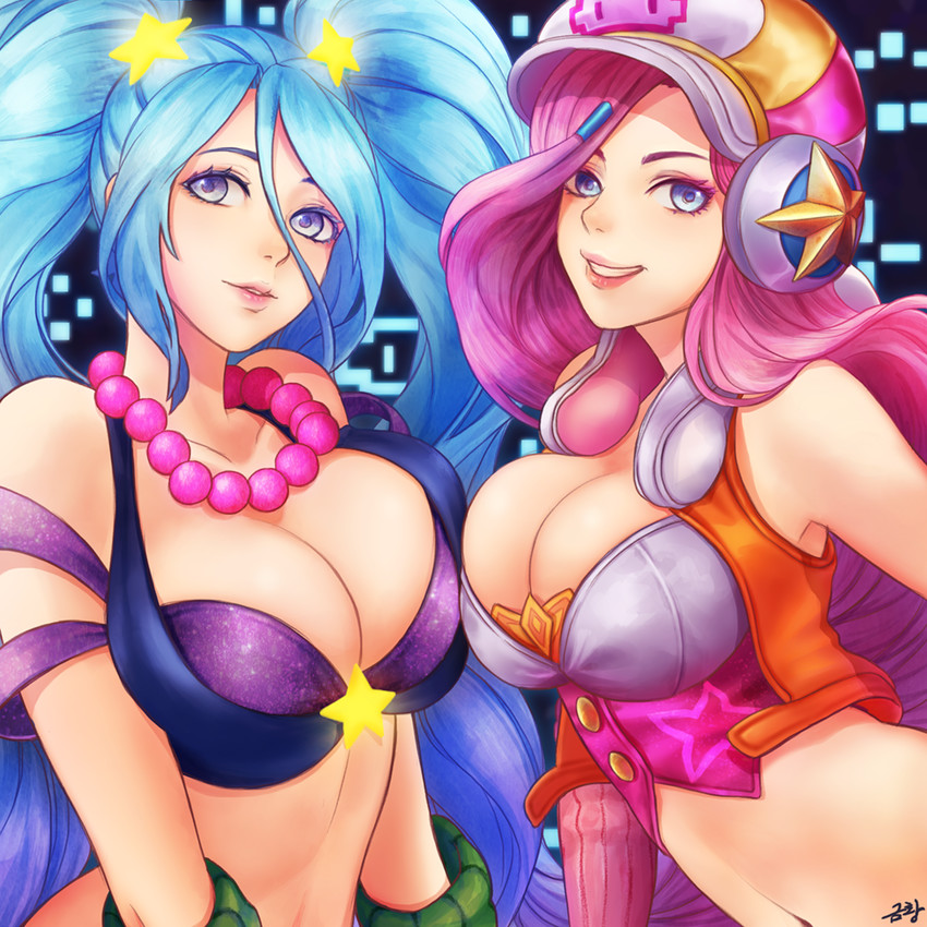 sona, miss fortune, arcade sona, and arcade miss fortune (league of legends) drawn by tasselcat