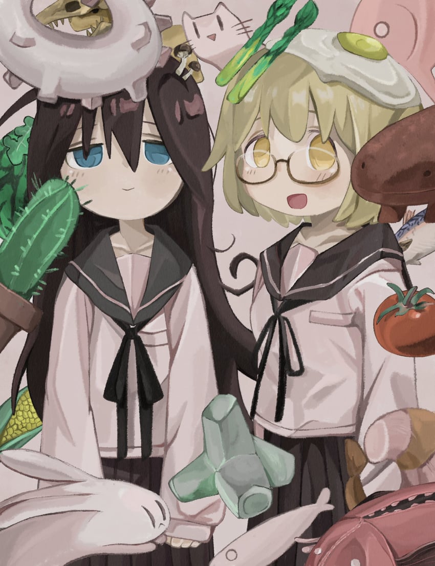 tsukishima shijima and yamashita majime (shimeji simulation) drawn by naaga_sonomono