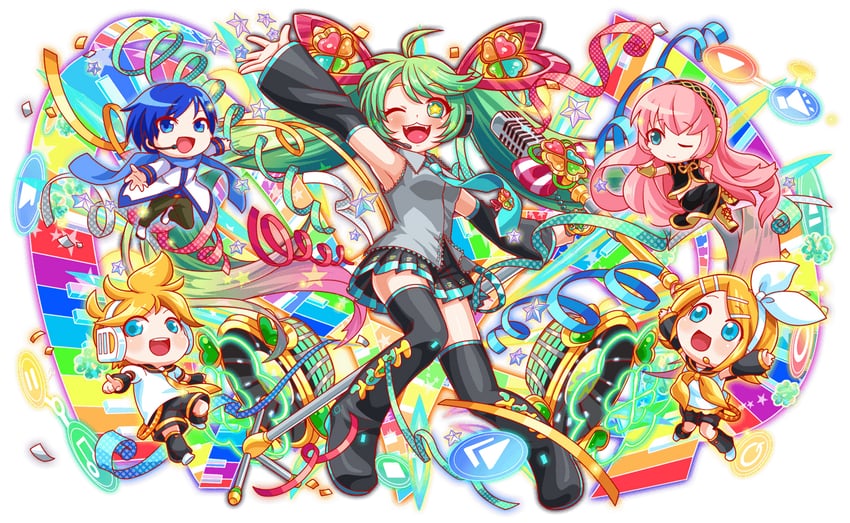 hatsune miku, kagamine rin, kagamine len, megurine luka, kaito, and 1 more (vocaloid and 2 more)