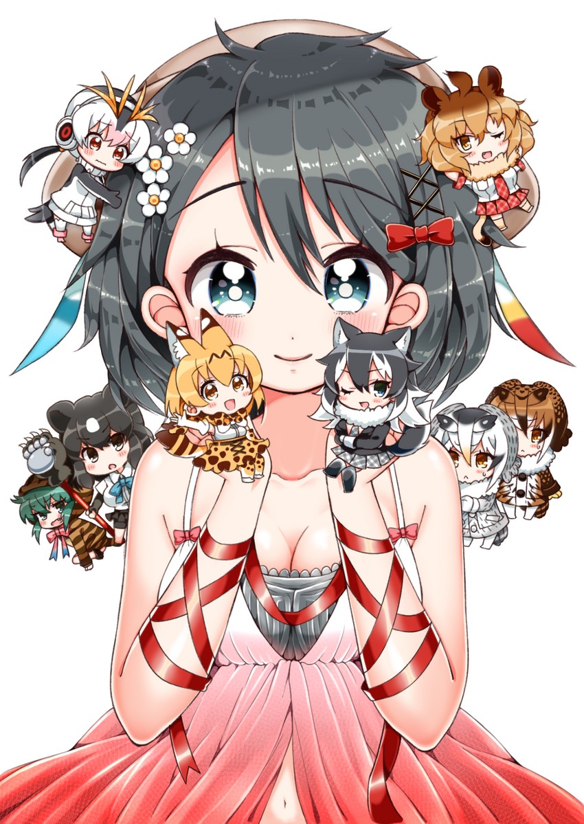 serval, kaban, northern white-faced owl, grey wolf, eurasian eagle owl, and 4 more (kemono friends) drawn by arato_asato