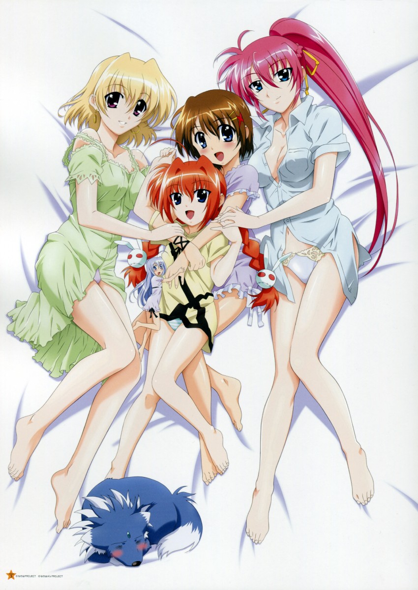 yagami hayate, vita, signum, reinforce zwei, shamal, and 1 more (lyrical nanoha and 1 more) drawn by okuda_yasuhiro