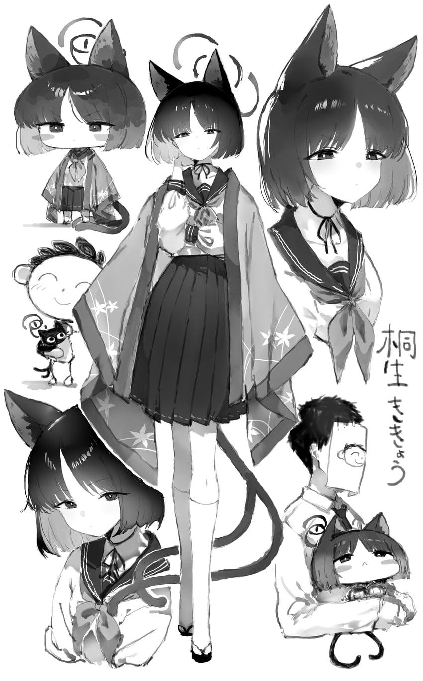sensei, doodle sensei, and kikyou (blue archive) drawn by kotatu_(akaki01aoki00)