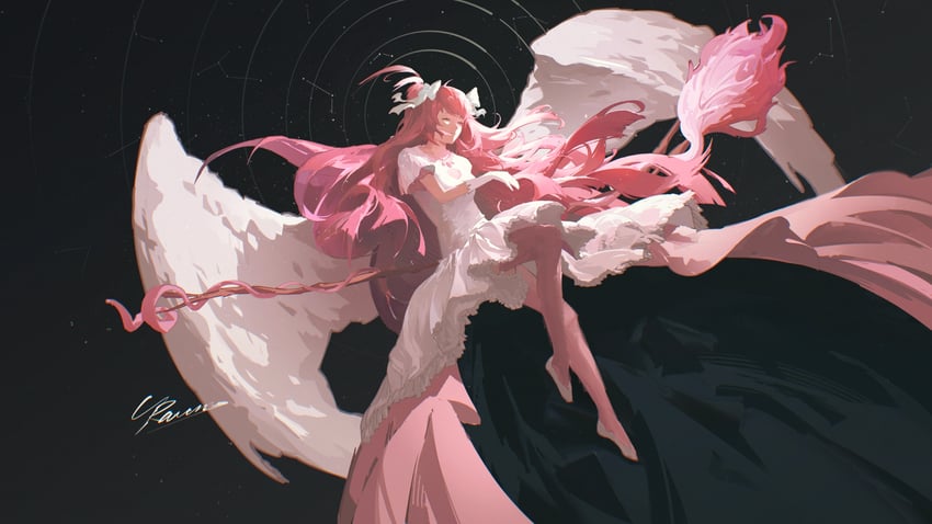 kaname madoka and ultimate madoka (mahou shoujo madoka magica) drawn by raum_en