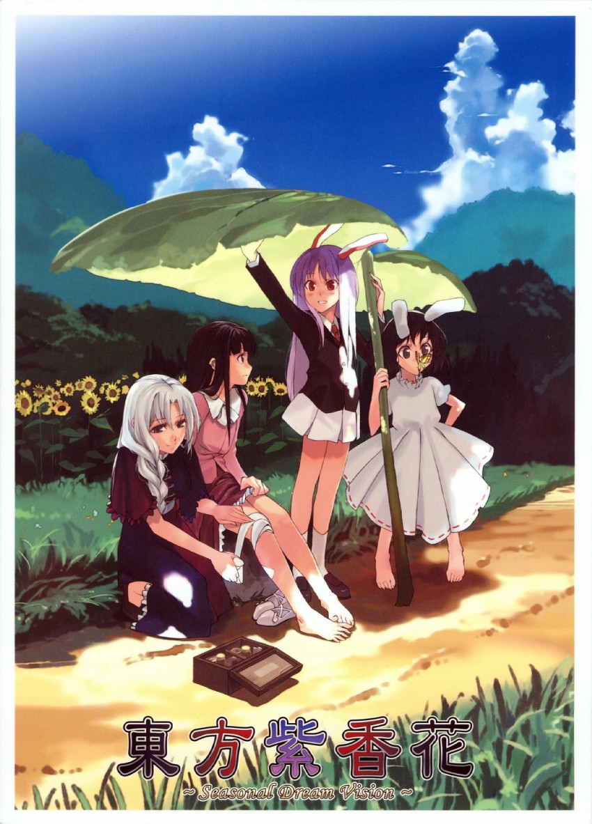 reisen udongein inaba, houraisan kaguya, inaba tewi, and yagokoro eirin (touhou) drawn by morii_shizuki