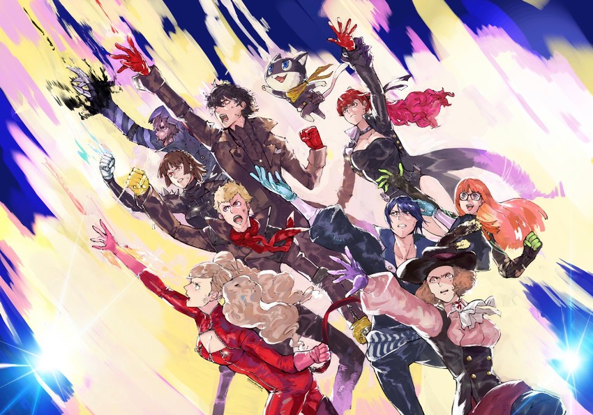 amamiya ren, takamaki anne, sakura futaba, niijima makoto, okumura haru, and 13 more (persona and 2 more) drawn by yourfreakyneighbourh