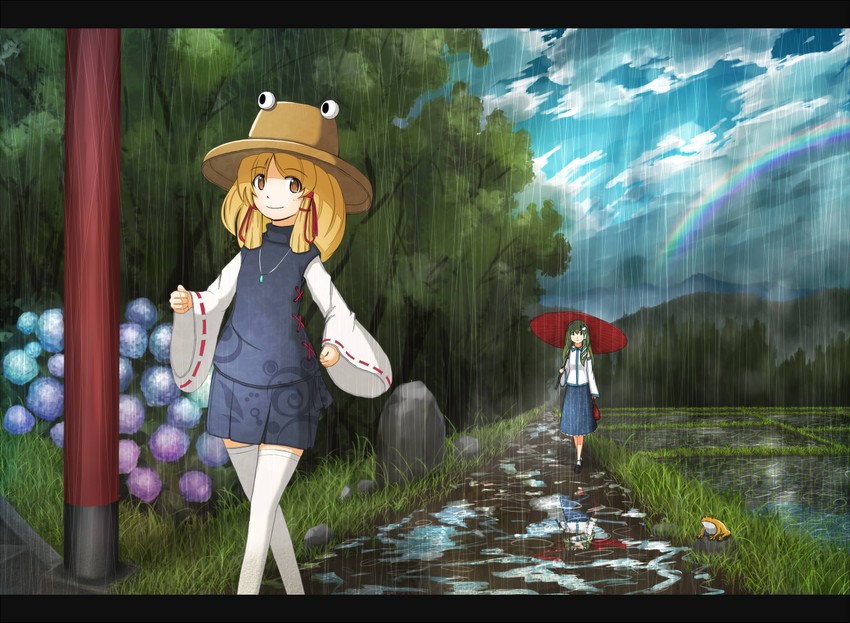 kochiya sanae and moriya suwako (touhou) drawn by kazemachi_kei