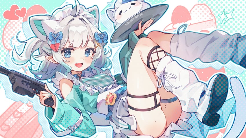 mint fantome and wisps (indie virtual youtuber) drawn by necklesslee