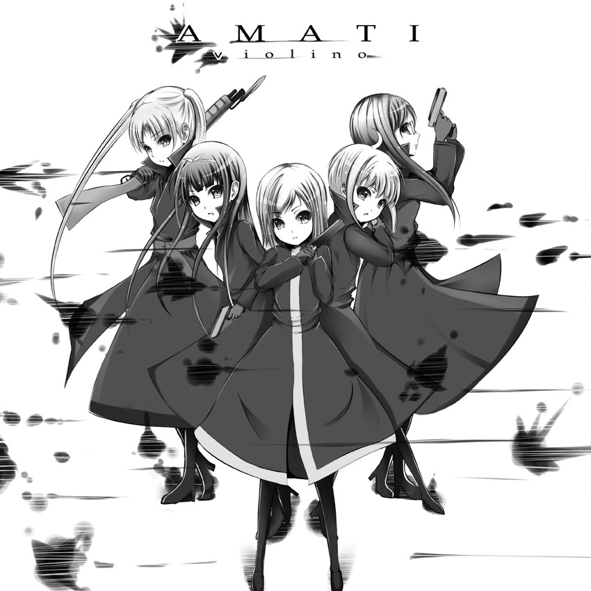 henrietta, triela, rico, claes, and angelica (gunslinger girl) drawn by dekochin_hammer