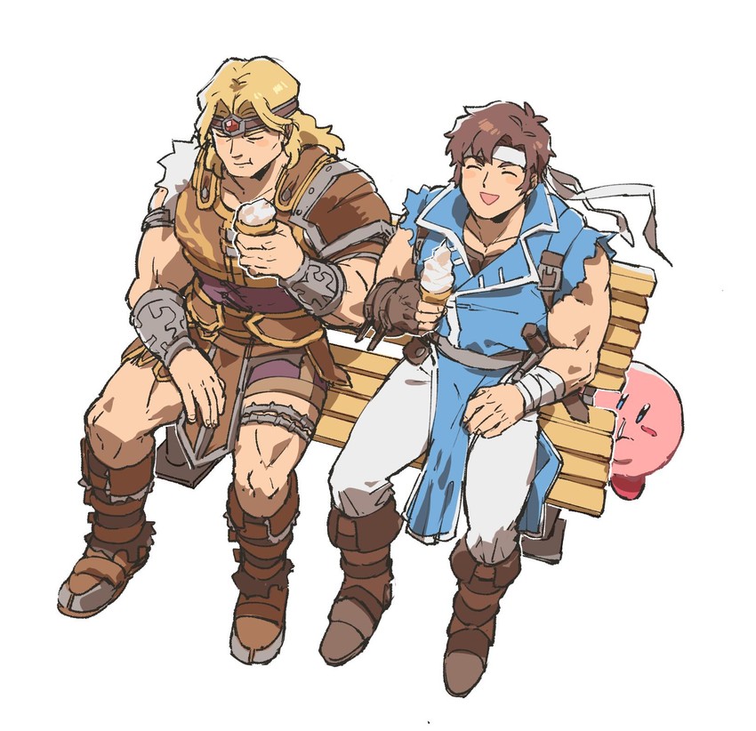 kirby, richter belmont, and simon belmont (kirby and 3 more) drawn by jeto_(jetopyon)