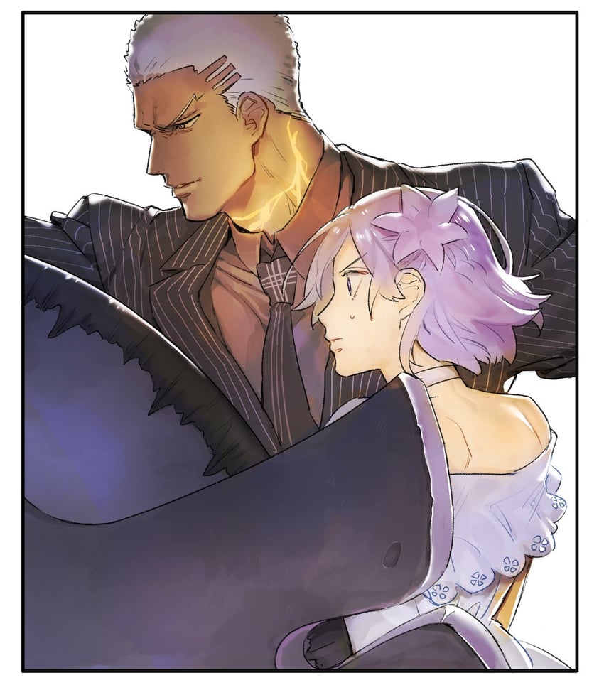 mash kyrielight and emiya alter (fate and 1 more) drawn by dareka_25