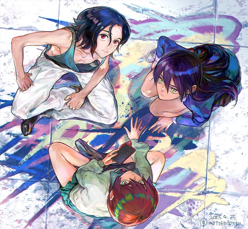 amate yuzuriha, shuji ito, and nyaan (gundam and 1 more) drawn by motokooooka