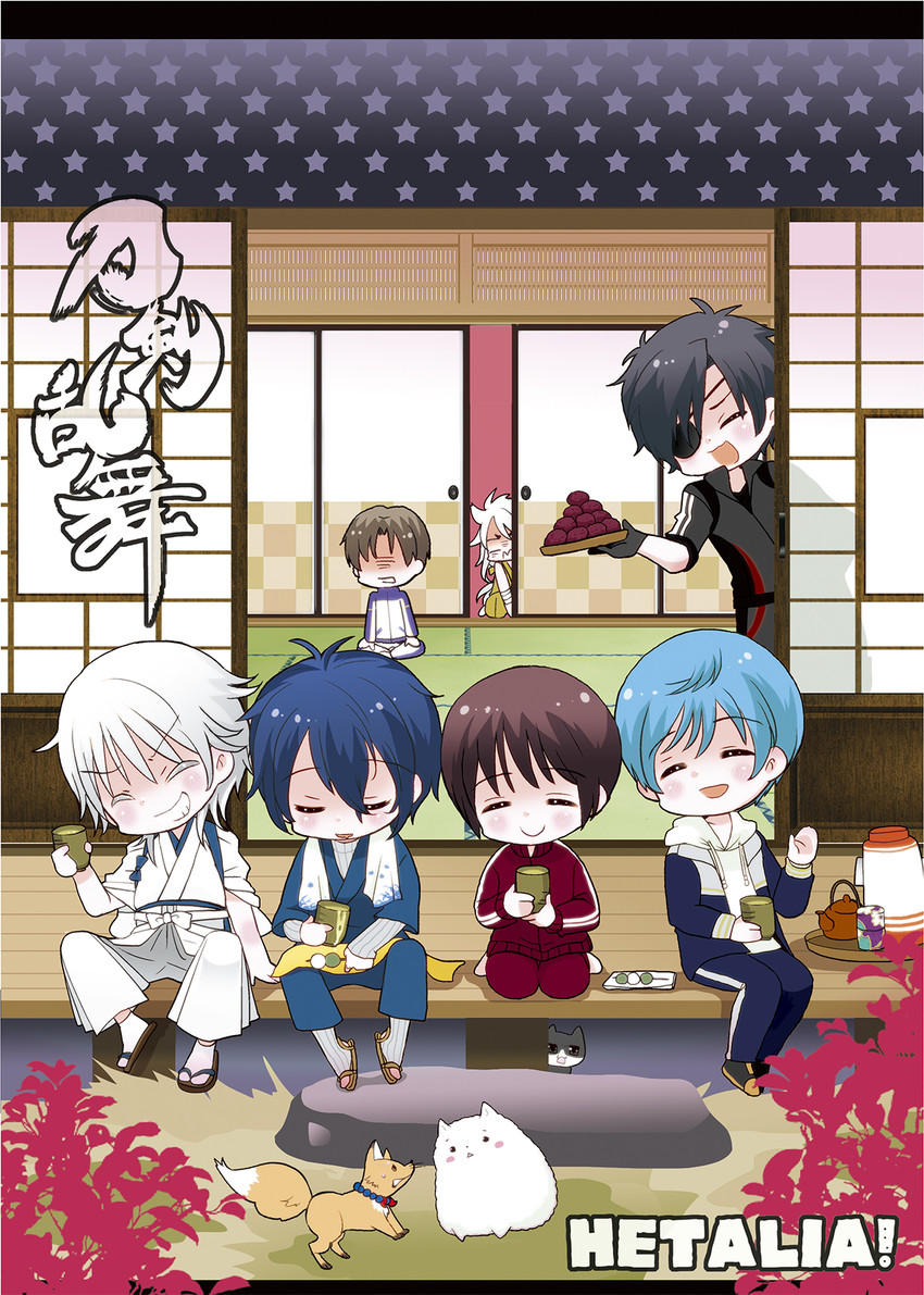 mikazuki munechika, japan, tsurumaru kuninaga, ichigo hitofuri, shokudaikiri mitsutada, and 3 more (touken ranbu and 1 more) drawn by hokkekan