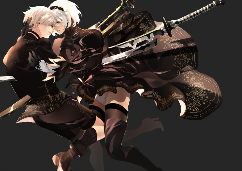 2b and 9s (nier and 1 more) drawn by pvc_parfait