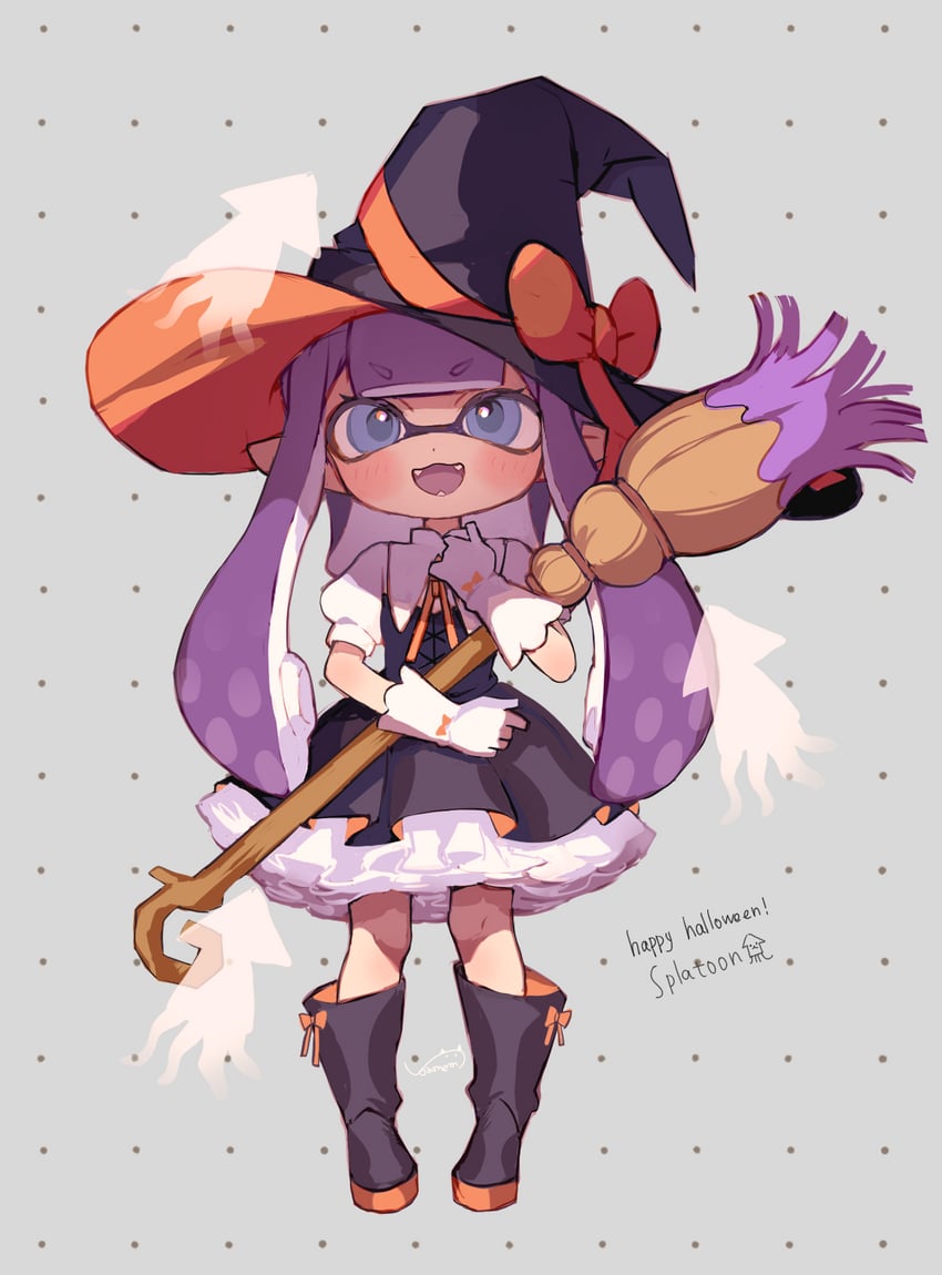 inkling player character and inkling girl (splatoon) drawn by noamem