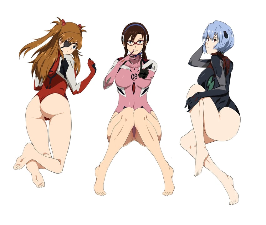 souryuu asuka langley, ayanami rei, and makinami mari illustrious (neon genesis evangelion and 1 more) drawn by hukii