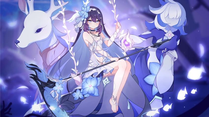 seele vollerei, diana, and flora (honkai and 1 more) drawn by tongling