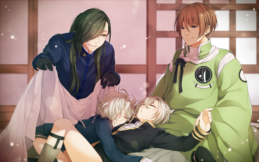 hotarumaru, gokotai, ishikirimaru, and nikkari aoe (touken ranbu) drawn by chumumu