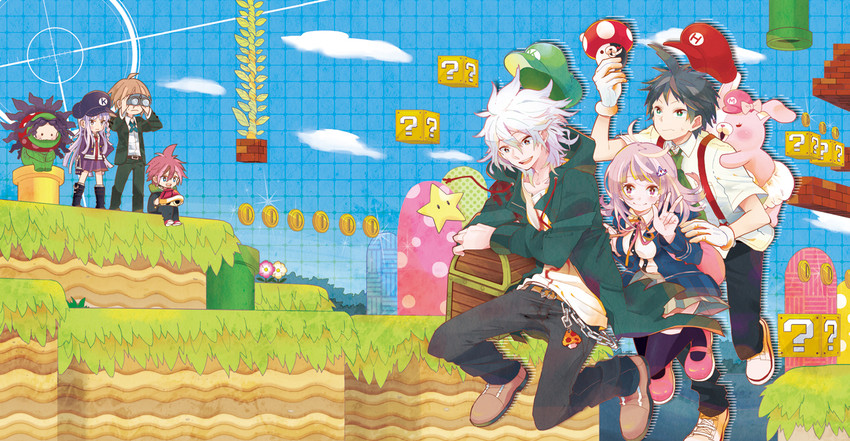 nanami chiaki, komaeda nagito, hinata hajime, kirigiri kyoko, naegi makoto, and 4 more (danganronpa and 5 more) drawn by pomeko