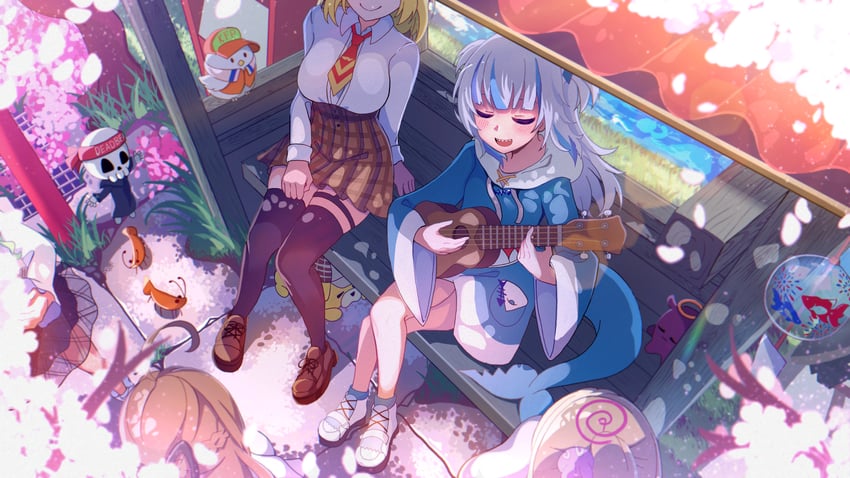 gawr gura, nanashi mumei, watson amelia, ceres fauna, takodachi, and 5 more (hololive and 1 more) drawn by septhy