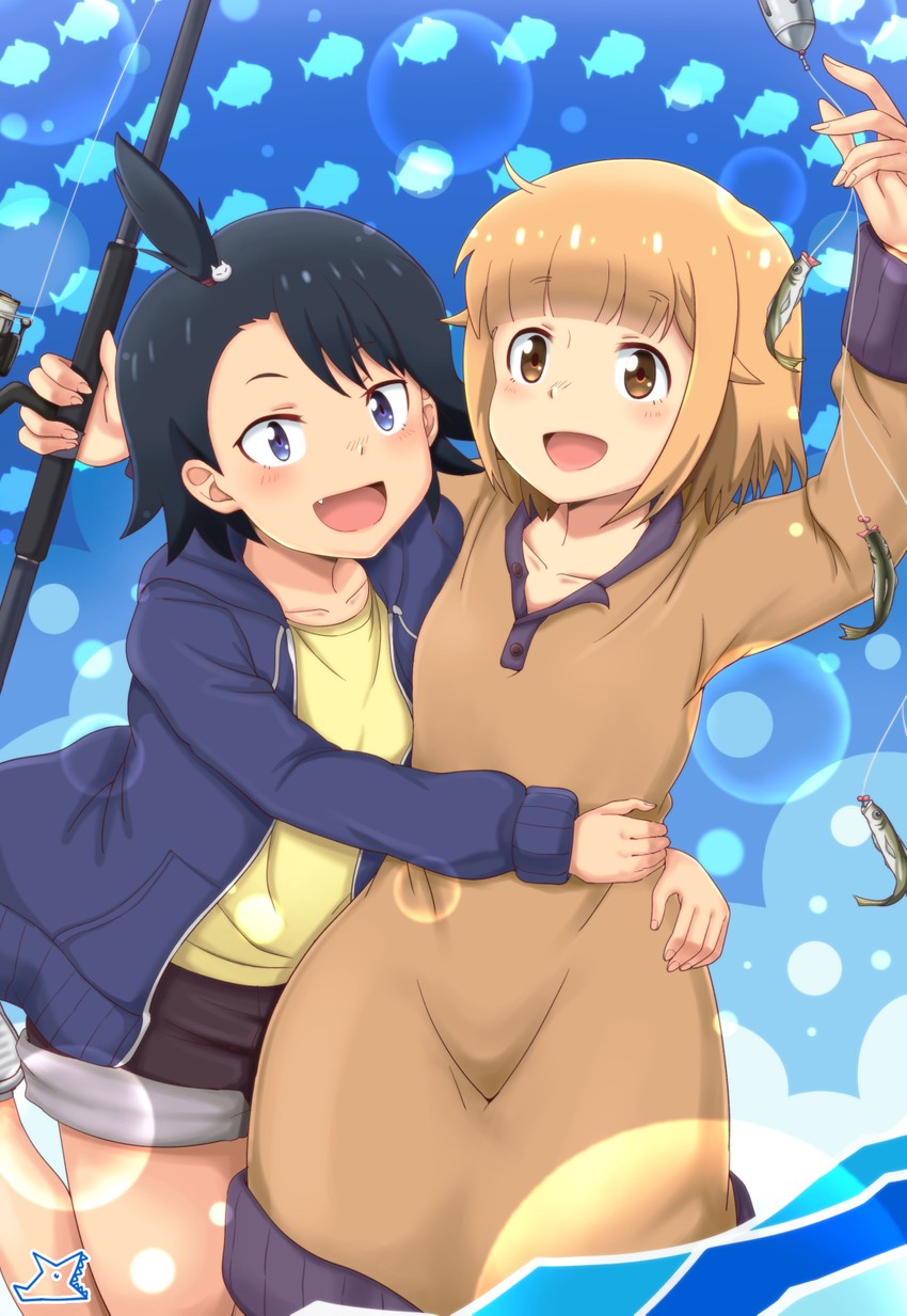 hodaka natsumi and tsurugi hina (houkago teibou nisshi) drawn by samenoido