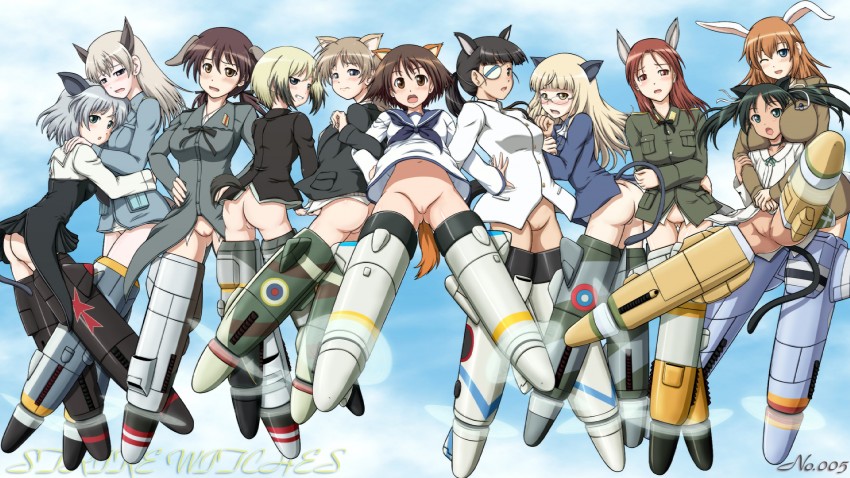 sanya v. litvyak, eila ilmatar juutilainen, miyafuji yoshika, erica hartmann, gertrud barkhorn, and 6 more (world witches series and 1 more) drawn by minamizumi