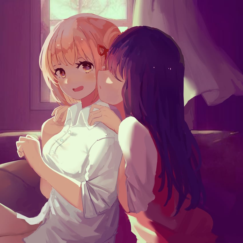 nishikigi chisato and inoue takina (lycoris recoil) drawn by milktea_(gggrrr2000)
