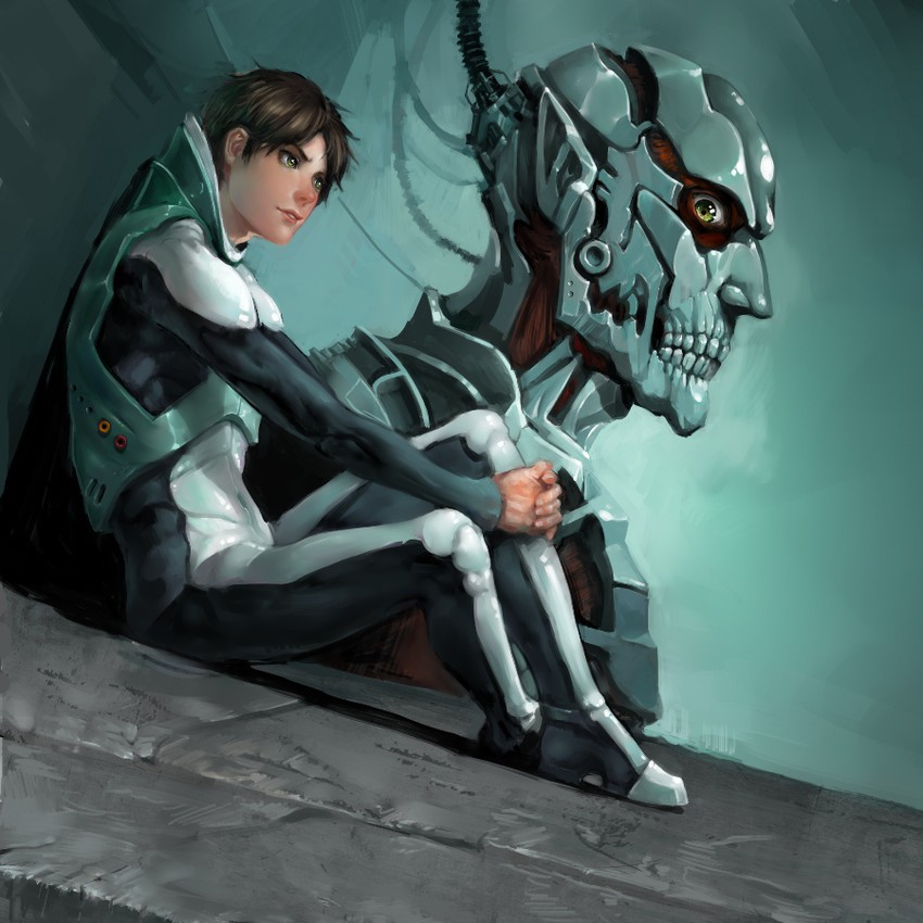 eren yeager, titan, and rogue titan (neon genesis evangelion and 1 more) drawn by vitcer