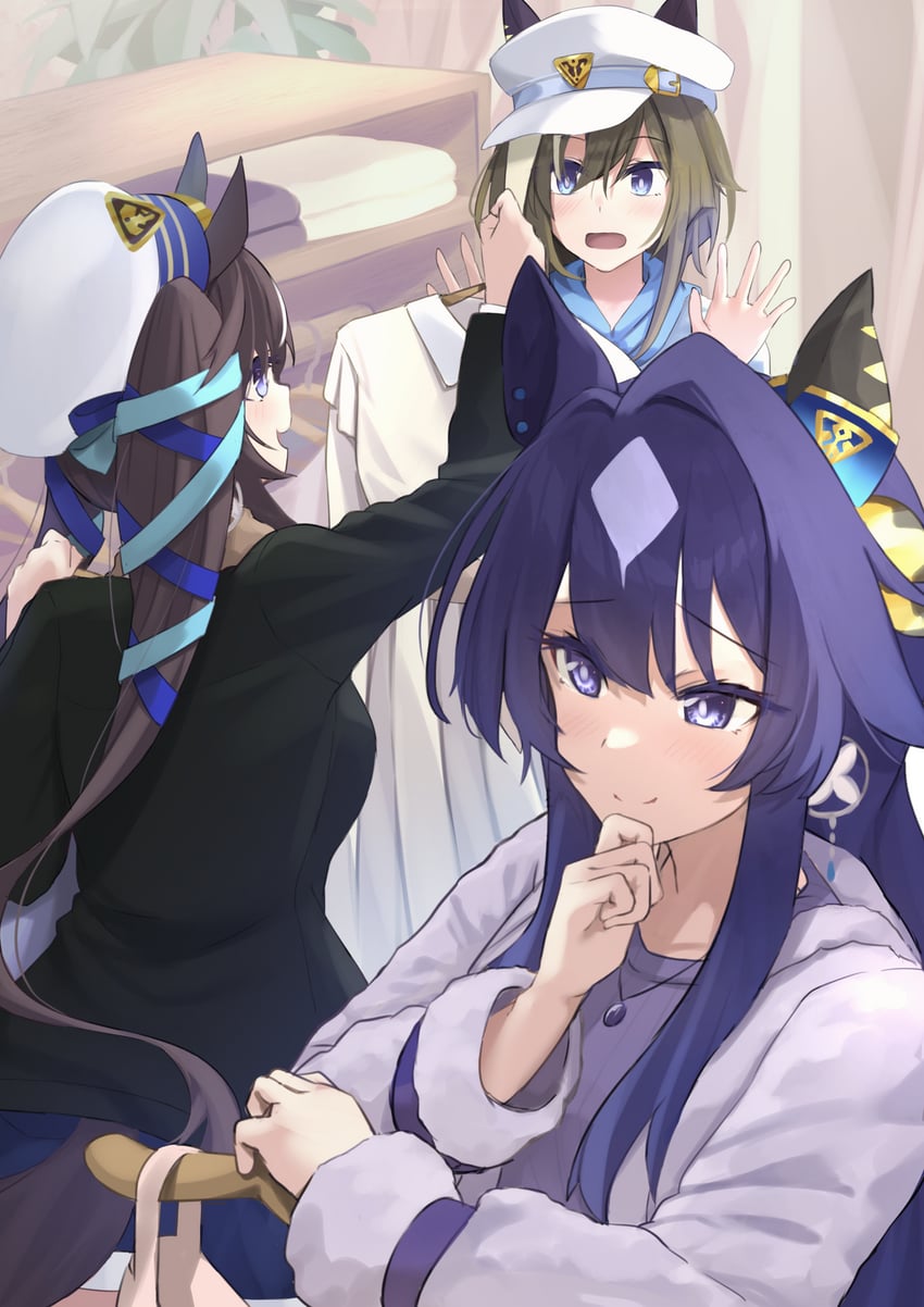 cheval grand, verxina, and vivlos (umamusume) drawn by rain_yadori