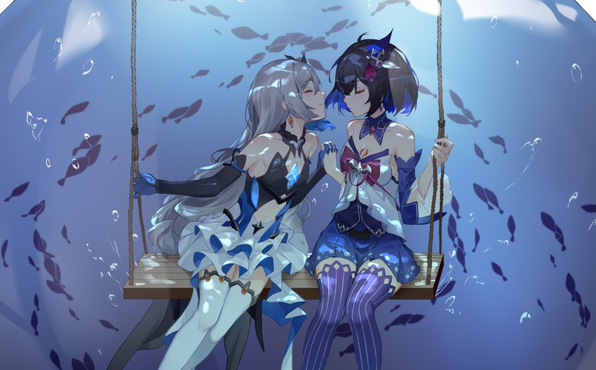bronya zaychik and seele vollerei (honkai and 1 more) drawn by shu_kunkuokuozi
