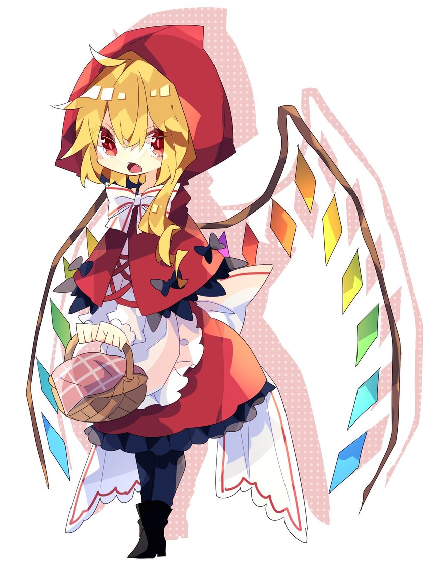flandre scarlet and little red riding hood (touhou and 1 more) drawn by nikorashi-ka