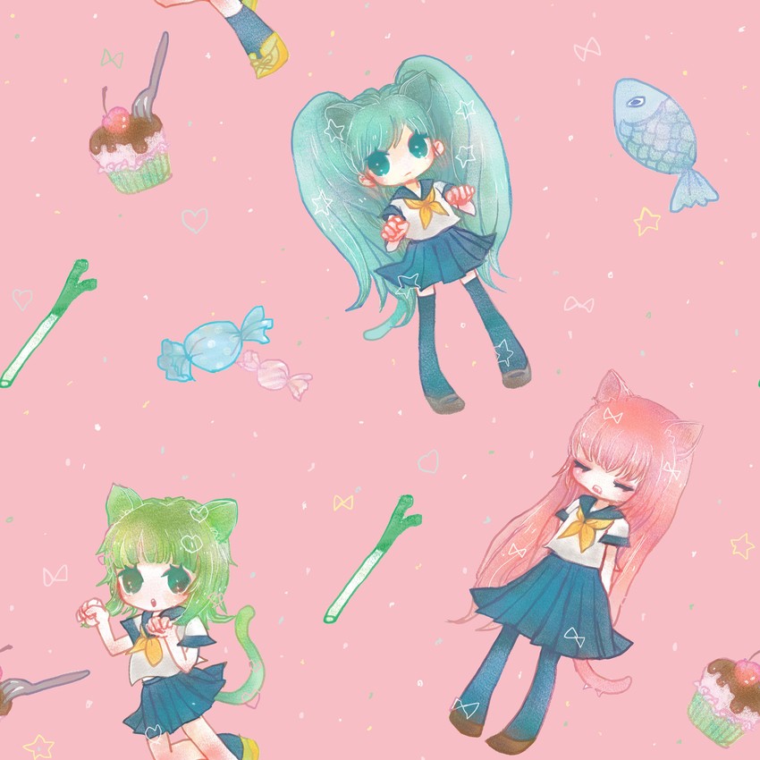 hatsune miku, megurine luka, and gumi (vocaloid) drawn by ecomimi