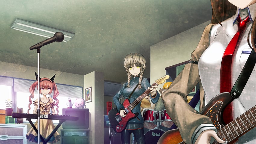 makise kurisu, amane suzuha, akiha rumiho, and hashida itaru (steins;gate and 1 more) drawn by huke