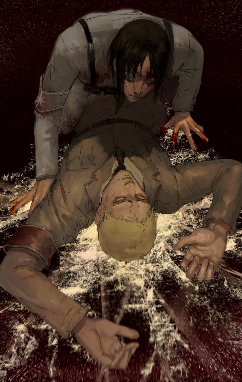 eren yeager and reiner braun (shingeki no kyojin) drawn by mrs.yega_(nai0026er)