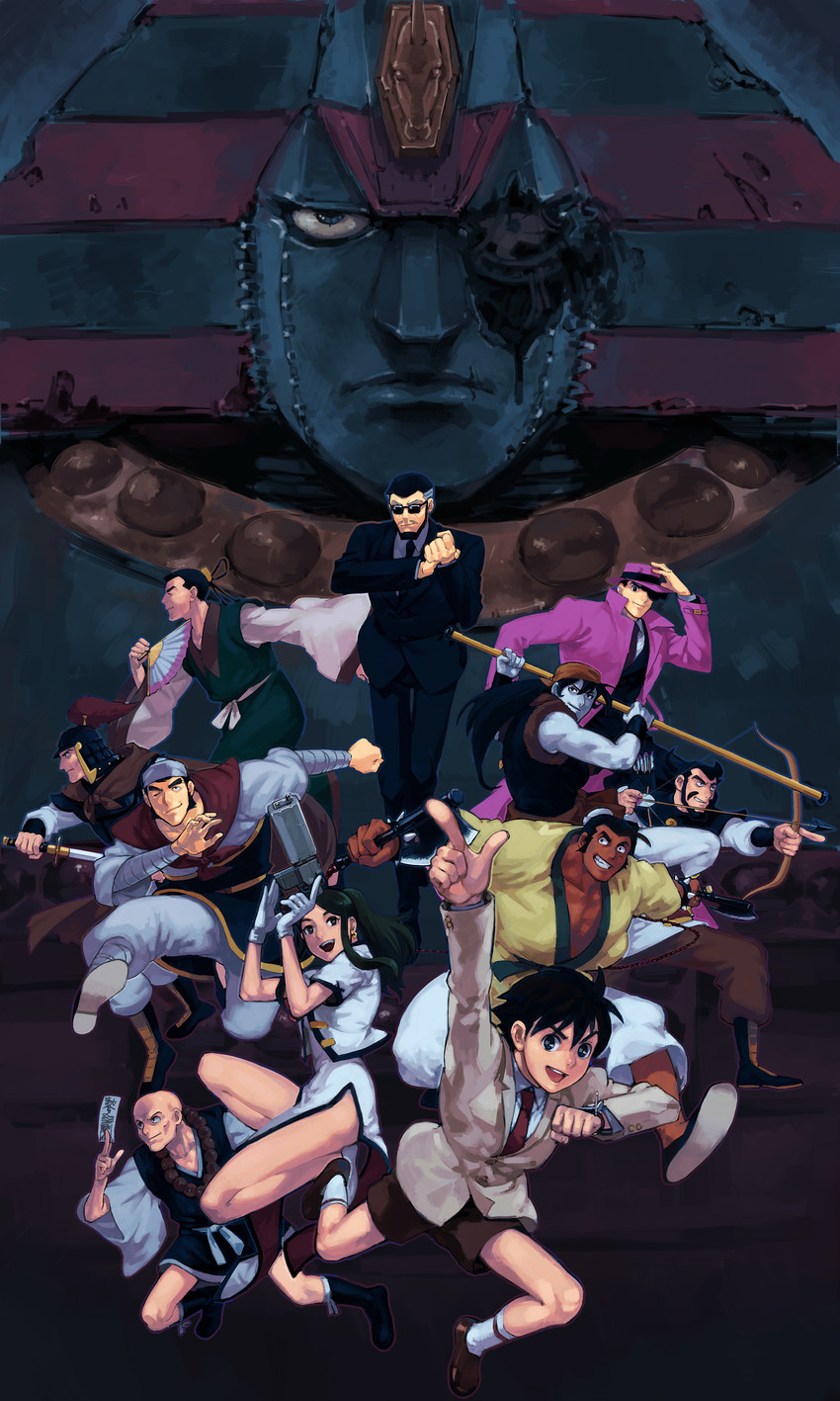 ginrei, murasame kenji, kusama daisaku, taisou, tetsugyu, and 5 more (giant robo) drawn by hamu_fukurou