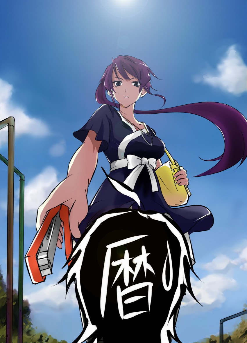 senjougahara hitagi (monogatari and 1 more) drawn by firelain
