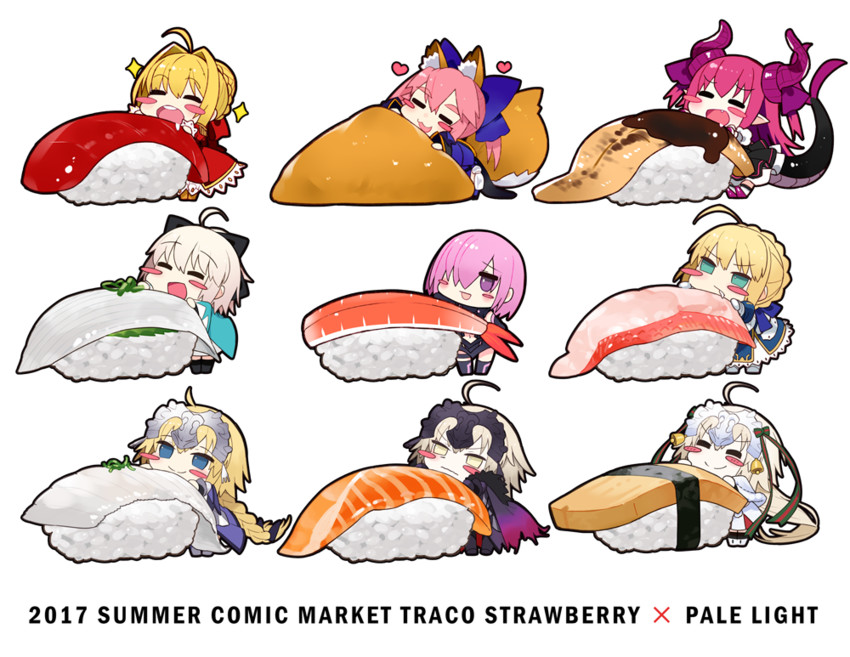 artoria pendragon, saber, mash kyrielight, tamamo, nero claudius, and 6 more (fate and 5 more) drawn by kou_mashiro
