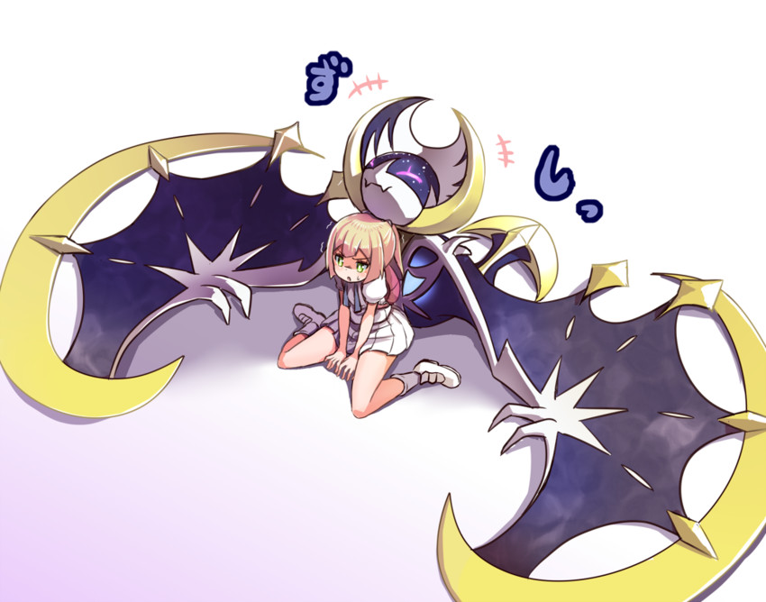 lillie and lunala (pokemon and 1 more) drawn by shipii_(jigglypuff)
