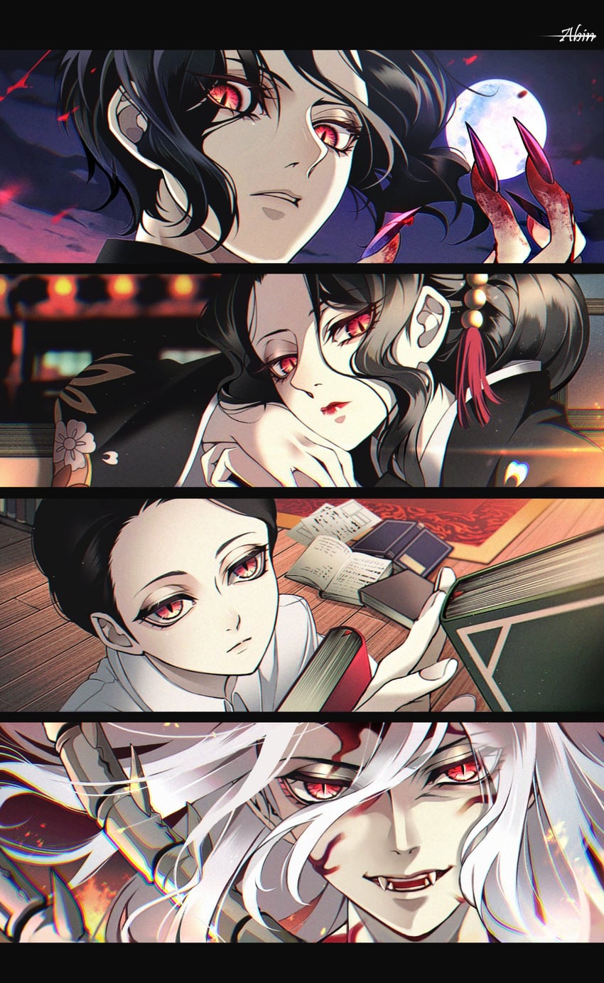 kibutsuji muzan and toshikuni (kimetsu no yaiba) drawn by abin_(cardinalhyuga_s)