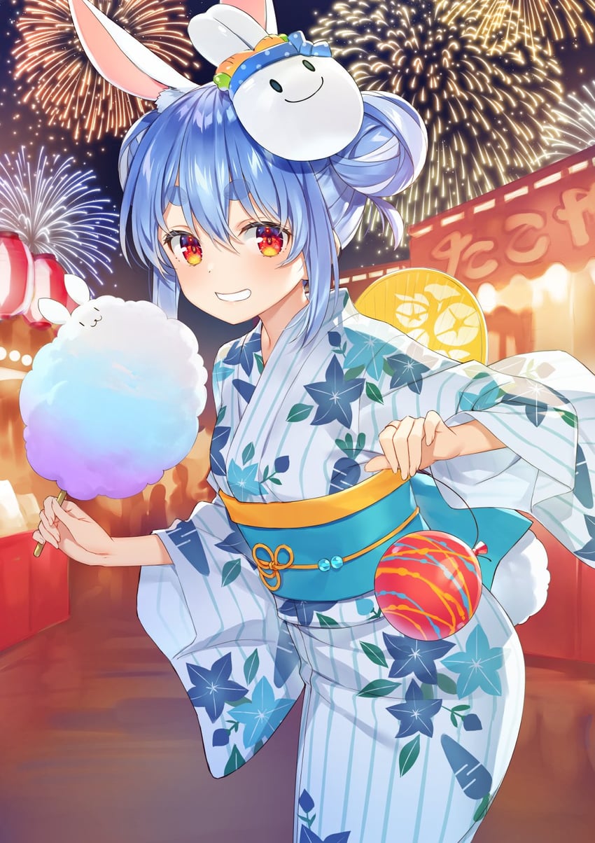 usada pekora, don-chan, and pekomon (hololive) drawn by yuuki_hagure