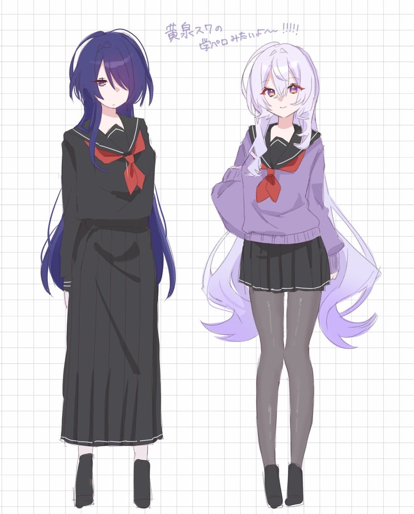acheron and black swan (honkai and 1 more) drawn by str_kope